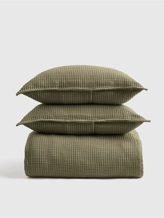 Quince Other - Quince Olive Ribbed Coverlet Set
